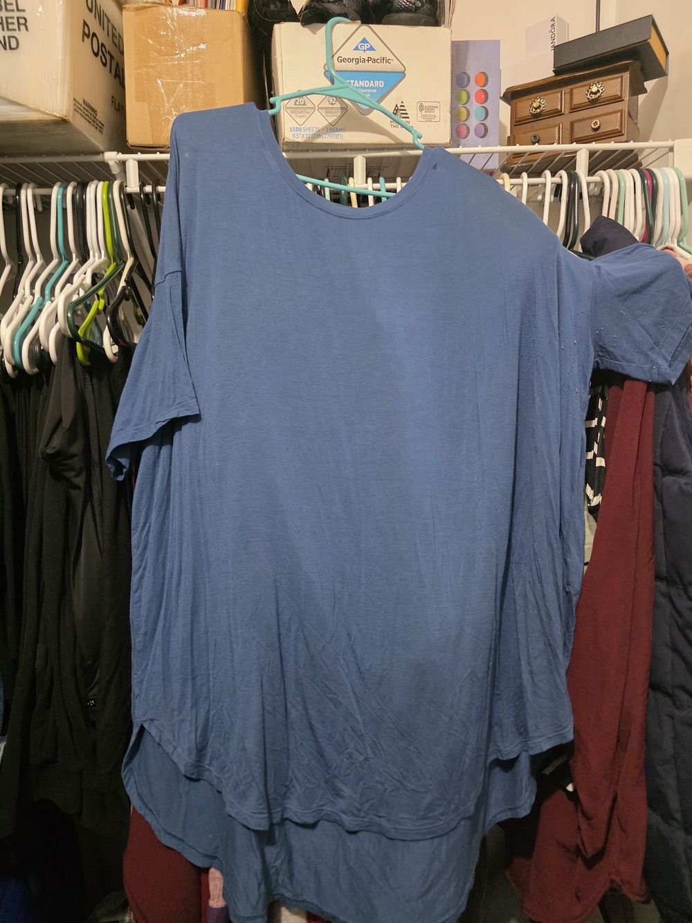 Time and Tru Blue Short Sleeve Tunic Knit Top